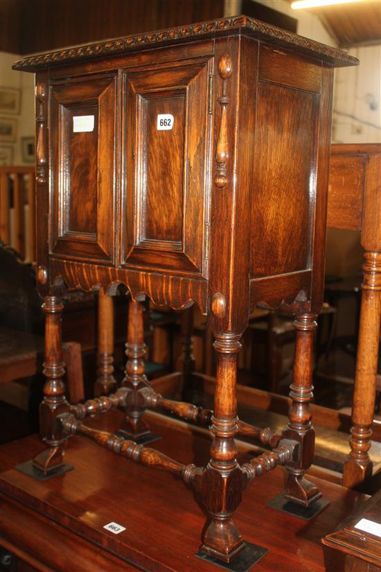 Small 17th century style oak two door cupboard